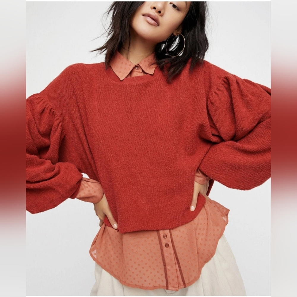 Free People Red Crew Neck Sweater